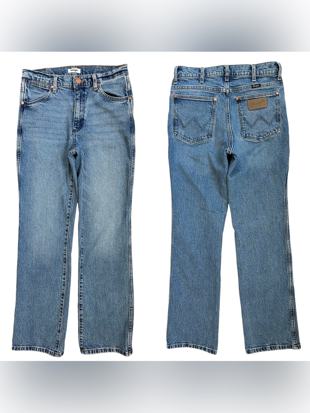 Wrangler Medium Wash Zipper Fly High Rise Straight Leg Denim Jeans Size 28 x 31